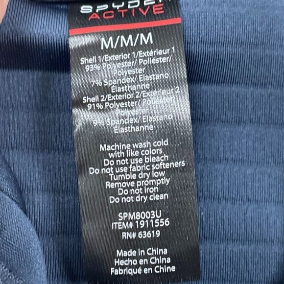 Spyder Mens Full-Zip Active Hooded Jacket Medium Navy Blue Polyester a1408 - Picture 3 of 4